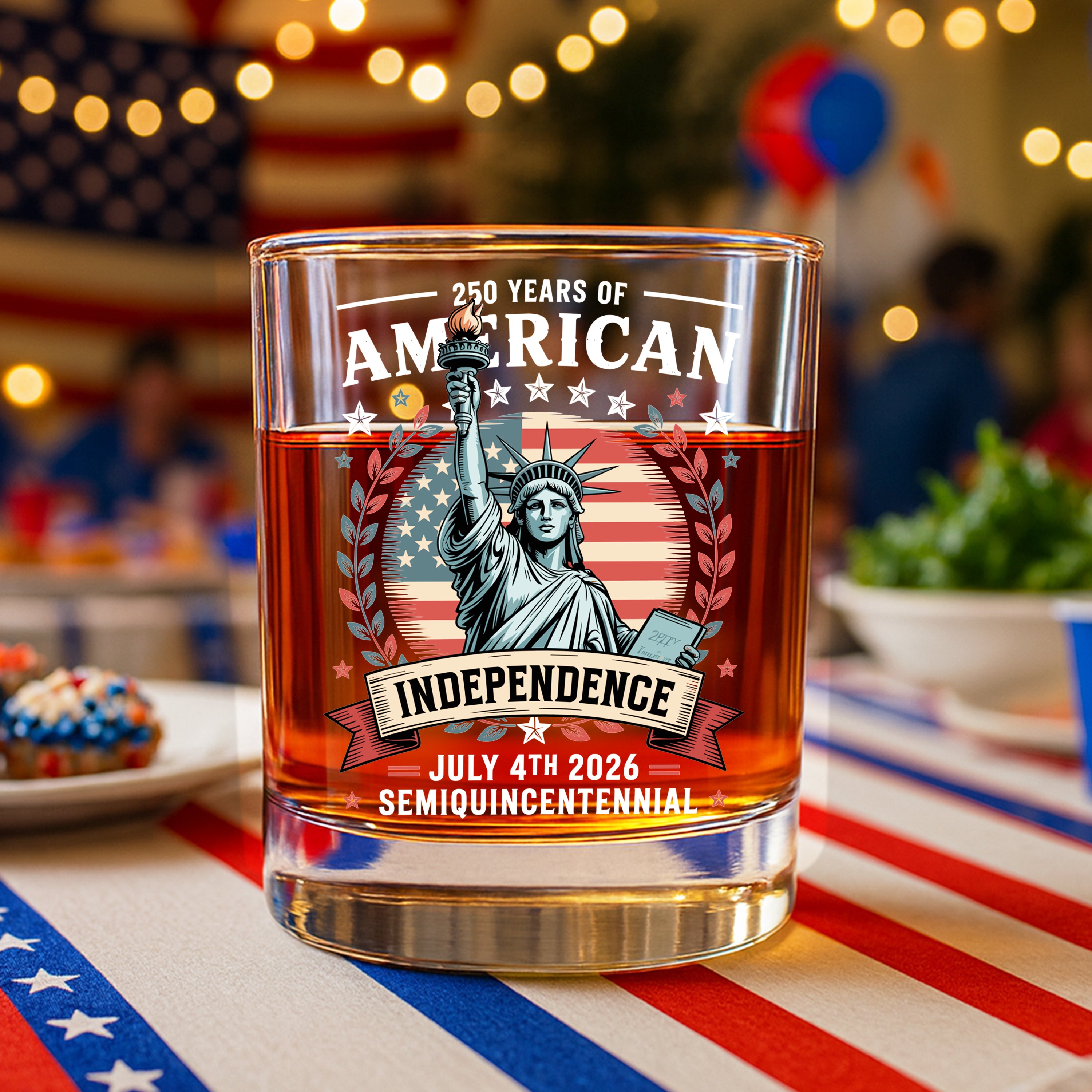 Alternative view of 250 Year Of American Independence Patriotic Whiskey Glass LM32 895297