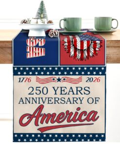 250 Year Patriotic Table Runner | 250th Anniversary Patchwork Inspired Americana Decor | USA Independence Gift