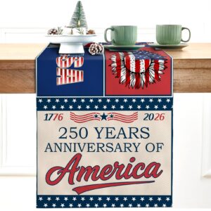 250 Year Patriotic Table Runner | 250th Anniversary Patchwork Inspired Americana Decor | USA Independence Gift 683618