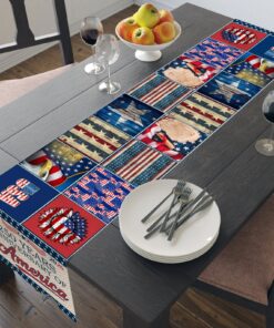 Alternative view of 250 Year Patriotic Table Runner | 250th Anniversary Patchwork Inspired Americana Decor | USA Independence Gift