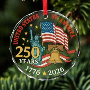 Alternative view of 250 Year USA Glass Ornament | Patriotic 250th Anniversary Christmas Decoration | 1776â€“2026 USA Keepsake Gift 683050