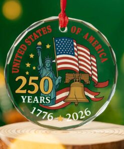 250 Year USA Glass Ornament | Patriotic 250th Anniversary Christmas Decoration | 1776-2026 USA Keepsake Gift