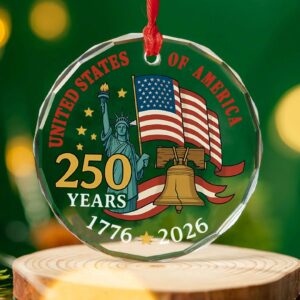 250 Year USA Glass Ornament | Patriotic 250th Anniversary Christmas Decoration | 1776â€“2026 USA Keepsake Gift 683050