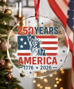 Alternative view of 250 Years America 1776 - 2026 Glass Ornament