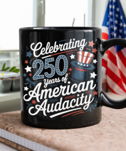 Alternative view of 250 Years America 250th Anniversary USA 4th of July Black Mug