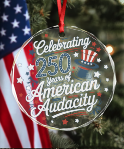 250 Years America 250th Anniversary USA 4th of July Glass Ornament