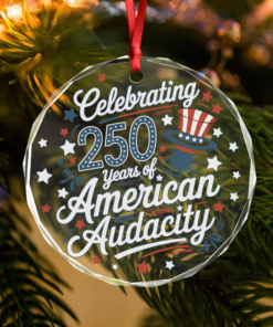 Alternative view of 250 Years America 250th Anniversary USA 4th of July Glass Ornament