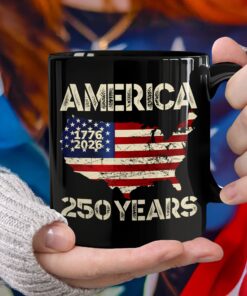 250 Years America Anniversary 250th Independence Day Black Mug
