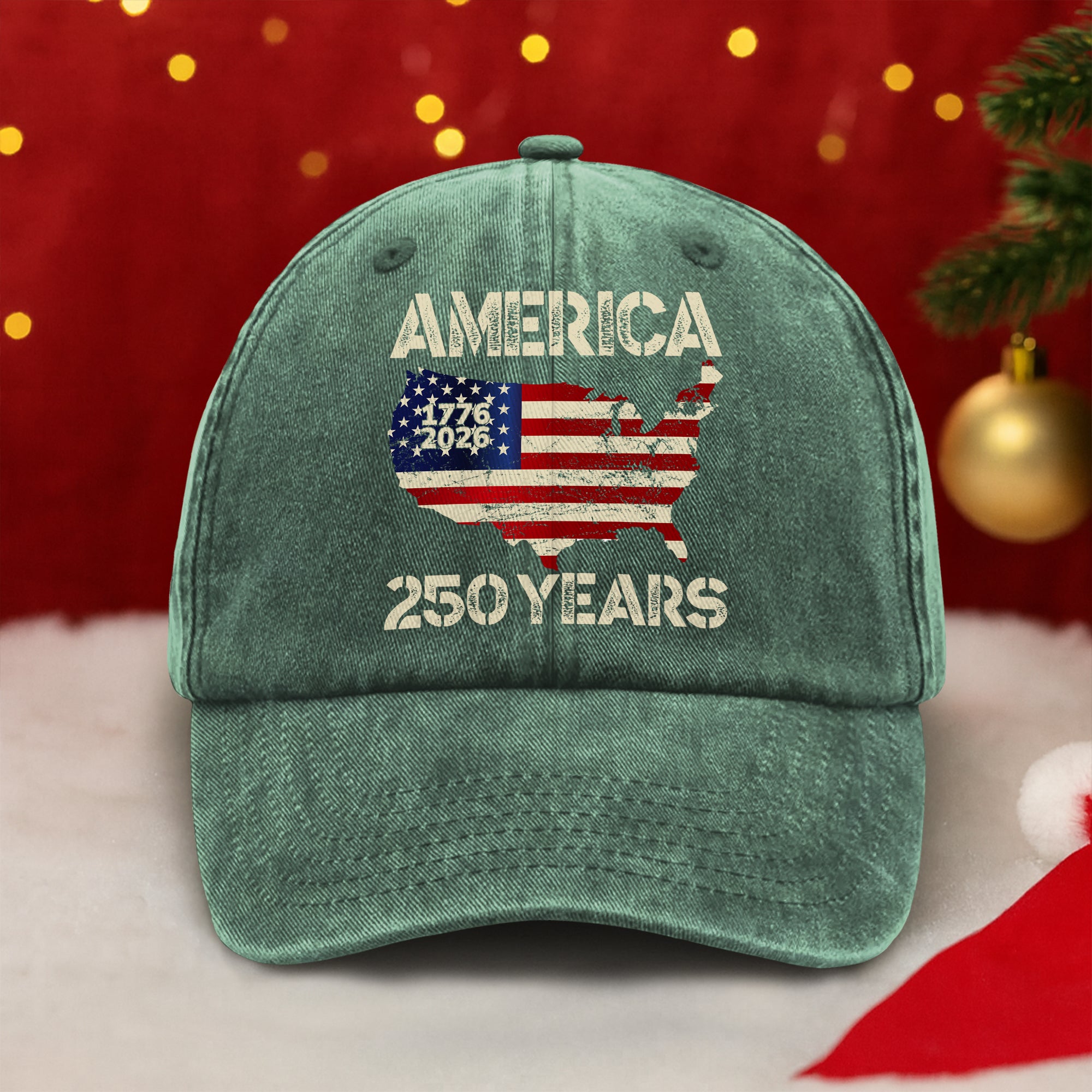 250 Years America Anniversary 250th Independence Day Washed Denim Baseball Cap HA75 897362 - Image 3