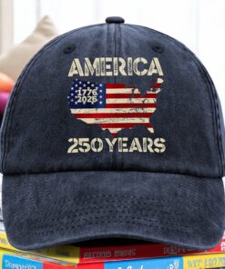 Alternative view of 250 Years America Anniversary 250th Independence Day Washed Denim Baseball Cap