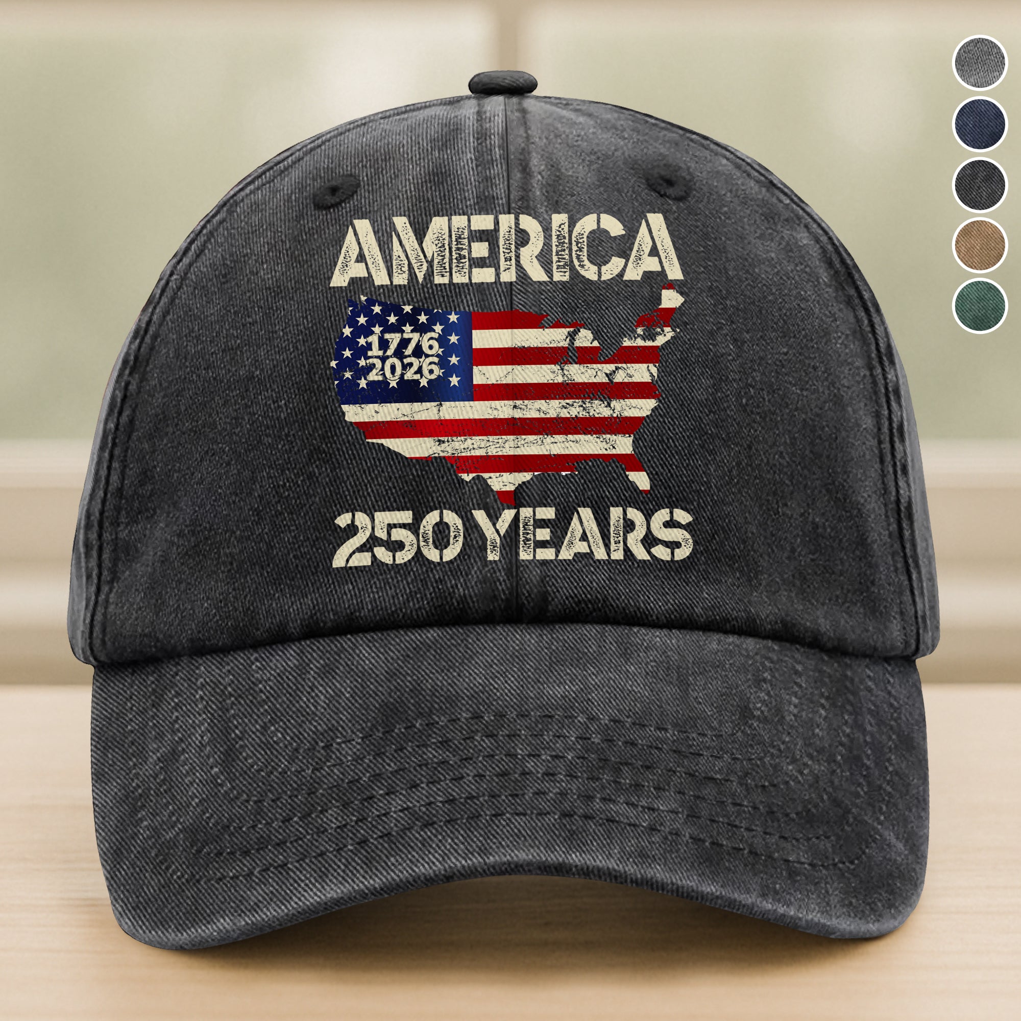 250 Years America Anniversary 250th Independence Day Washed Denim Baseball Cap HA75 897362 - Image 12