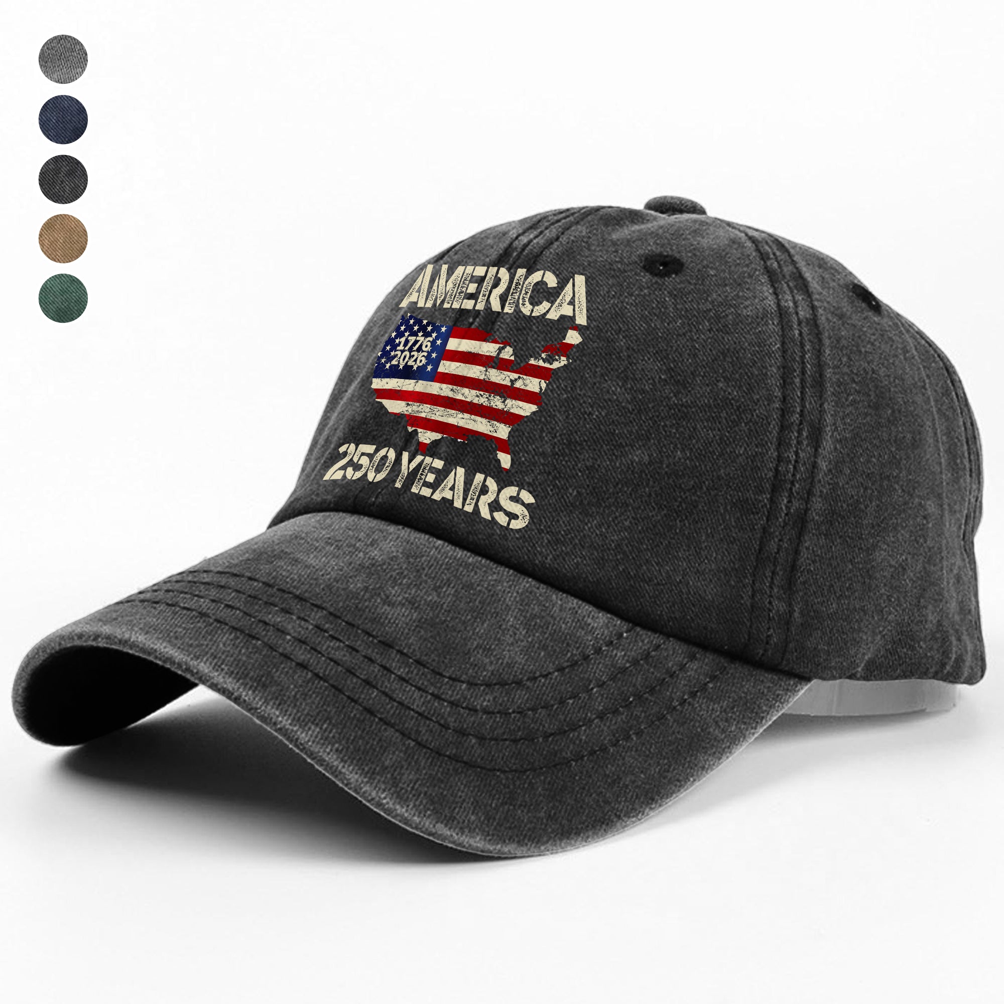250 Years America Anniversary 250th Independence Day Washed Denim Baseball Cap HA75 897362 - Image 11