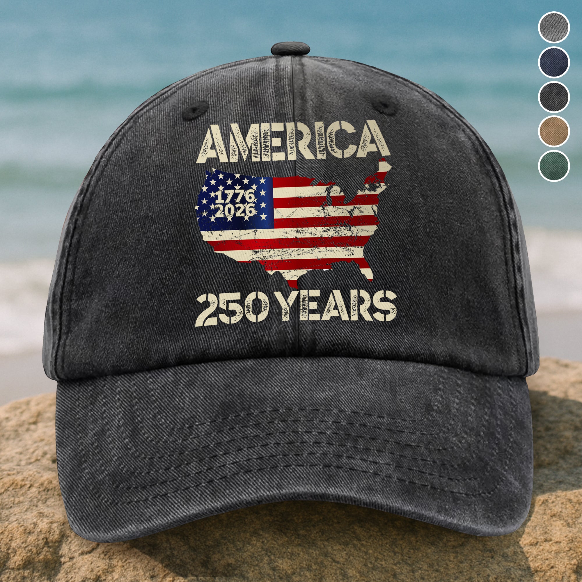 250 Years America Anniversary 250th Independence Day Washed Denim Baseball Cap HA75 897362 - Image 8