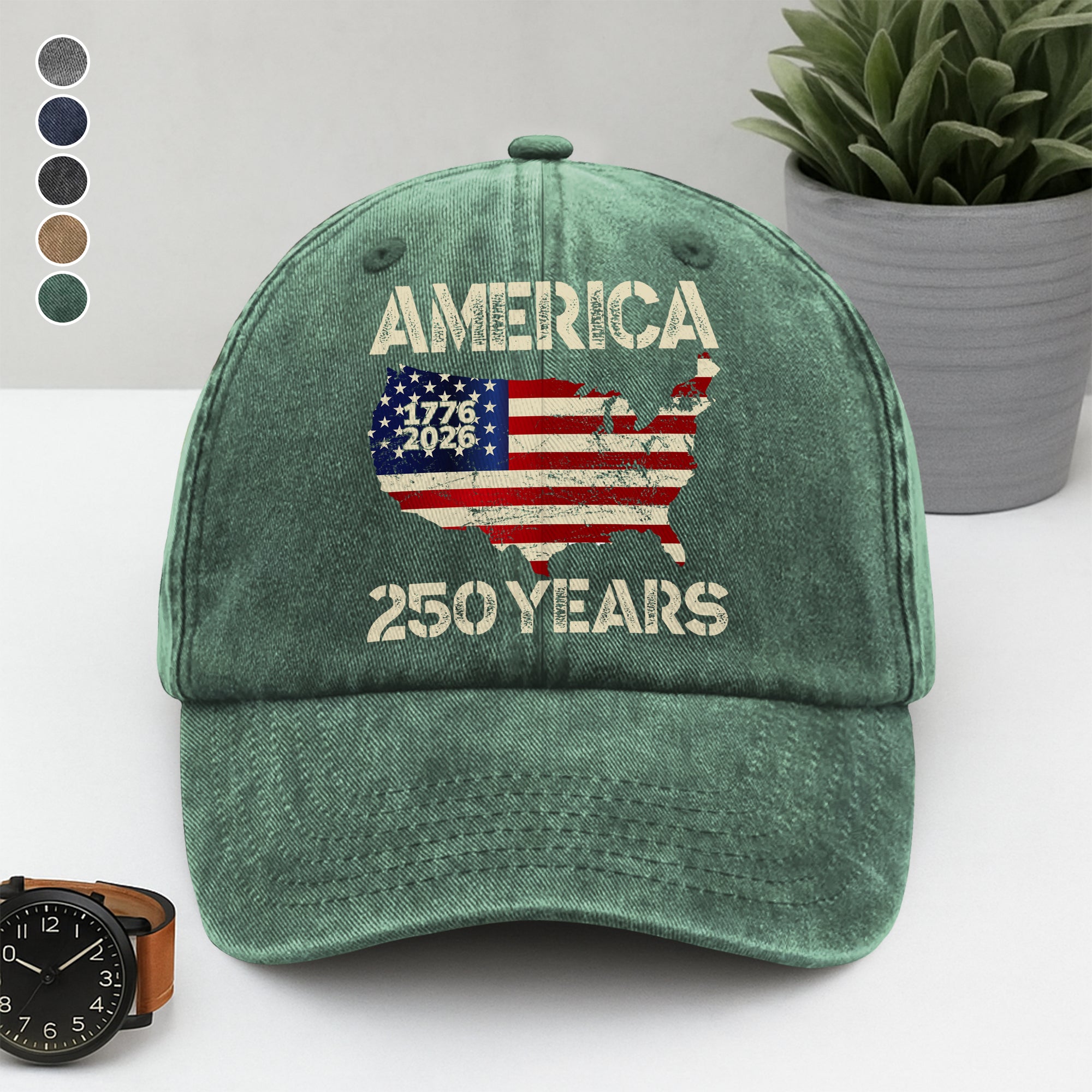 250 Years America Anniversary 250th Independence Day Washed Denim Baseball Cap HA75 897362 - Image 10
