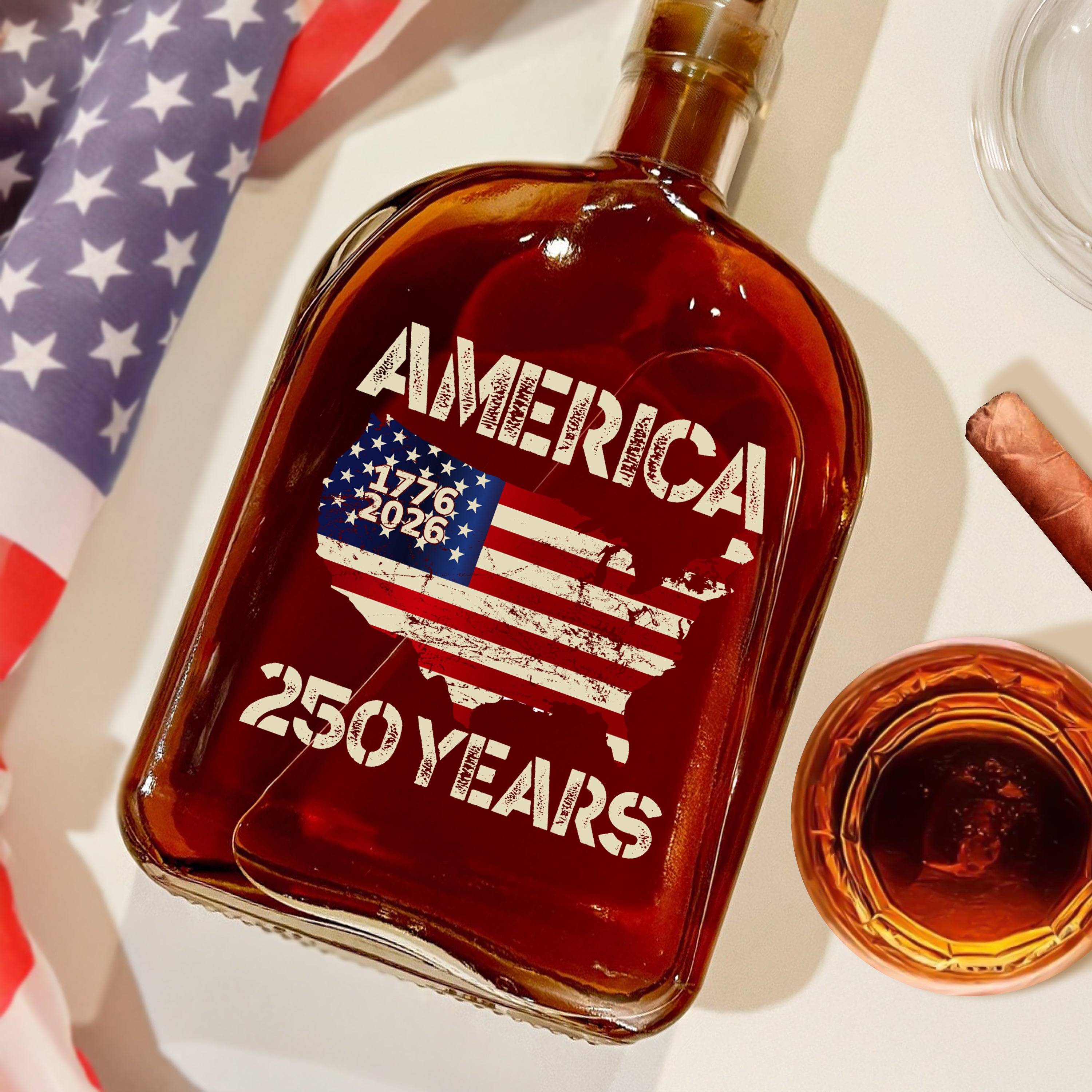 Alternative view of 250 Years America Anniversary 250th Independence Day Whiskey Bottle HA75 897360