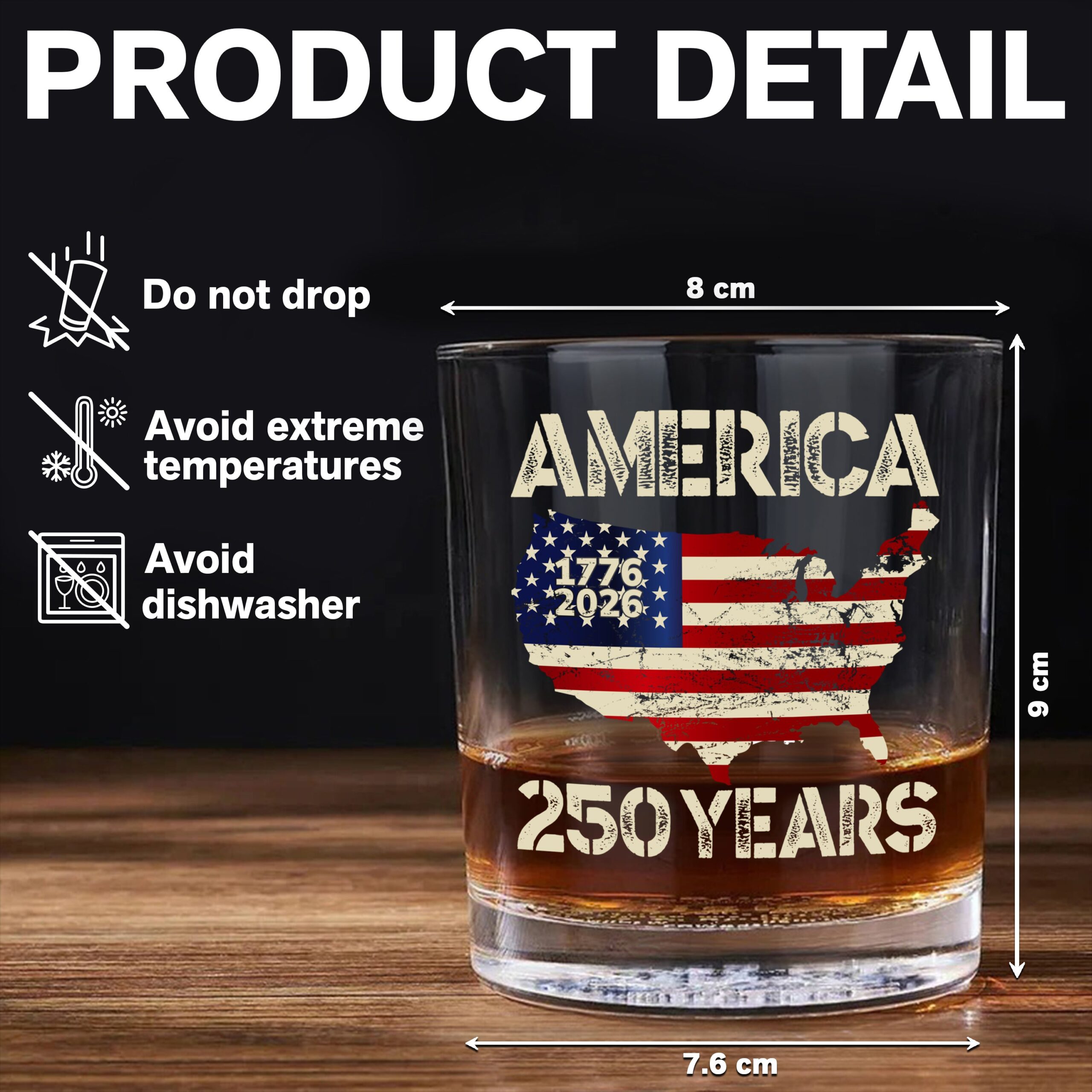 250 Years America Anniversary 250th Independence Day Whiskey Glass HA75 897356 - Image 7
