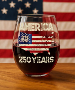 Alternative view of 250 Years America Anniversary 250th Independence Day Wine Glass