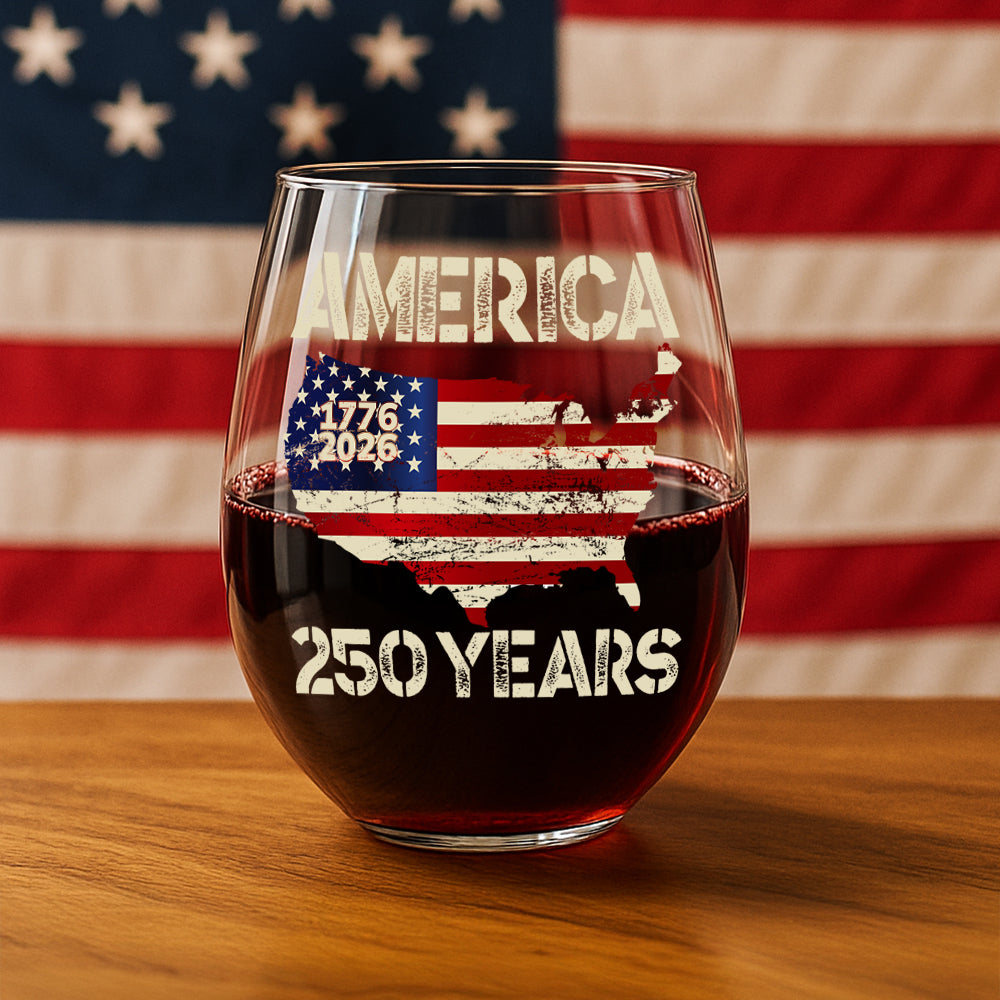 Alternative view of 250 Years America Anniversary 250th Independence Day Wine Glass HA75 897358
