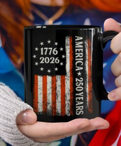 250 Years America Flag 250th Birthday 1776-2026 Black Mug