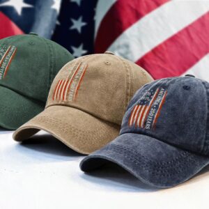 Alternative view of 250 Years America Flag 250th Birthday 1776-2026 Washed Denim Baseball Cap HO82 894786