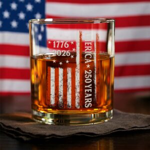 250 Years America Flag 250th Birthday 1776-2026 Whiskey Glass HO82 894784