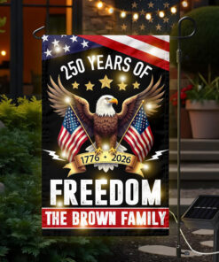 Alternative view of 250 Years America Freedom With Eagles LED Garden Flag