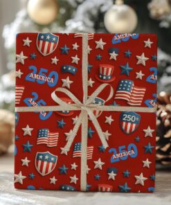 250 Years America Wrapping Paper | Patriotic 250th Anniversary Wrapping Paper | Christmas Wrapping Paper