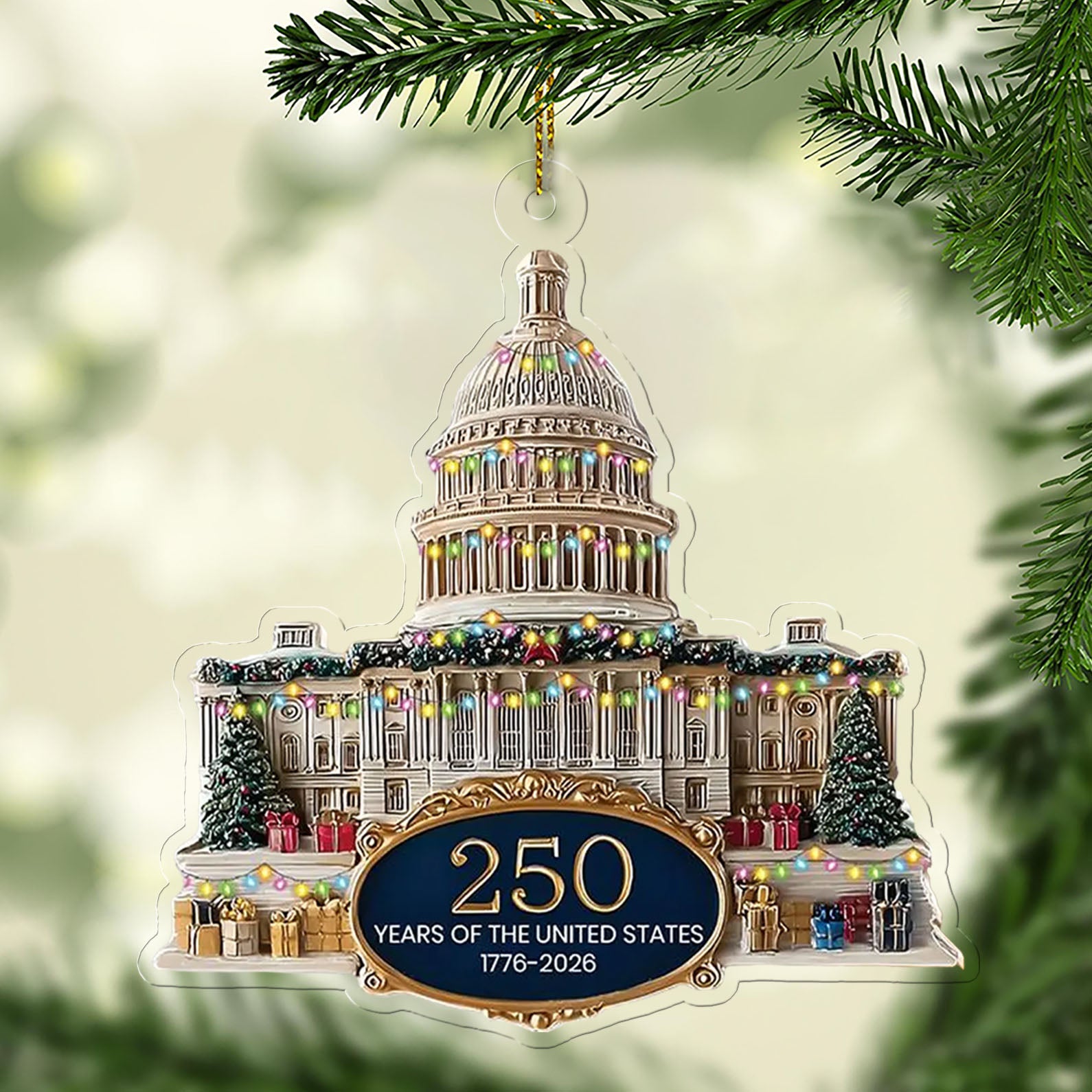 250 Years Anniversary Acrylic Ornament | 250 Years United States of America | Patriotic 1776â€“2026 Christmas Ornament 683532