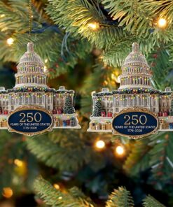 Alternative view of 250 Years Anniversary Acrylic Ornament | 250 Years United States of America | Patriotic 1776-2026 Christmas Ornament