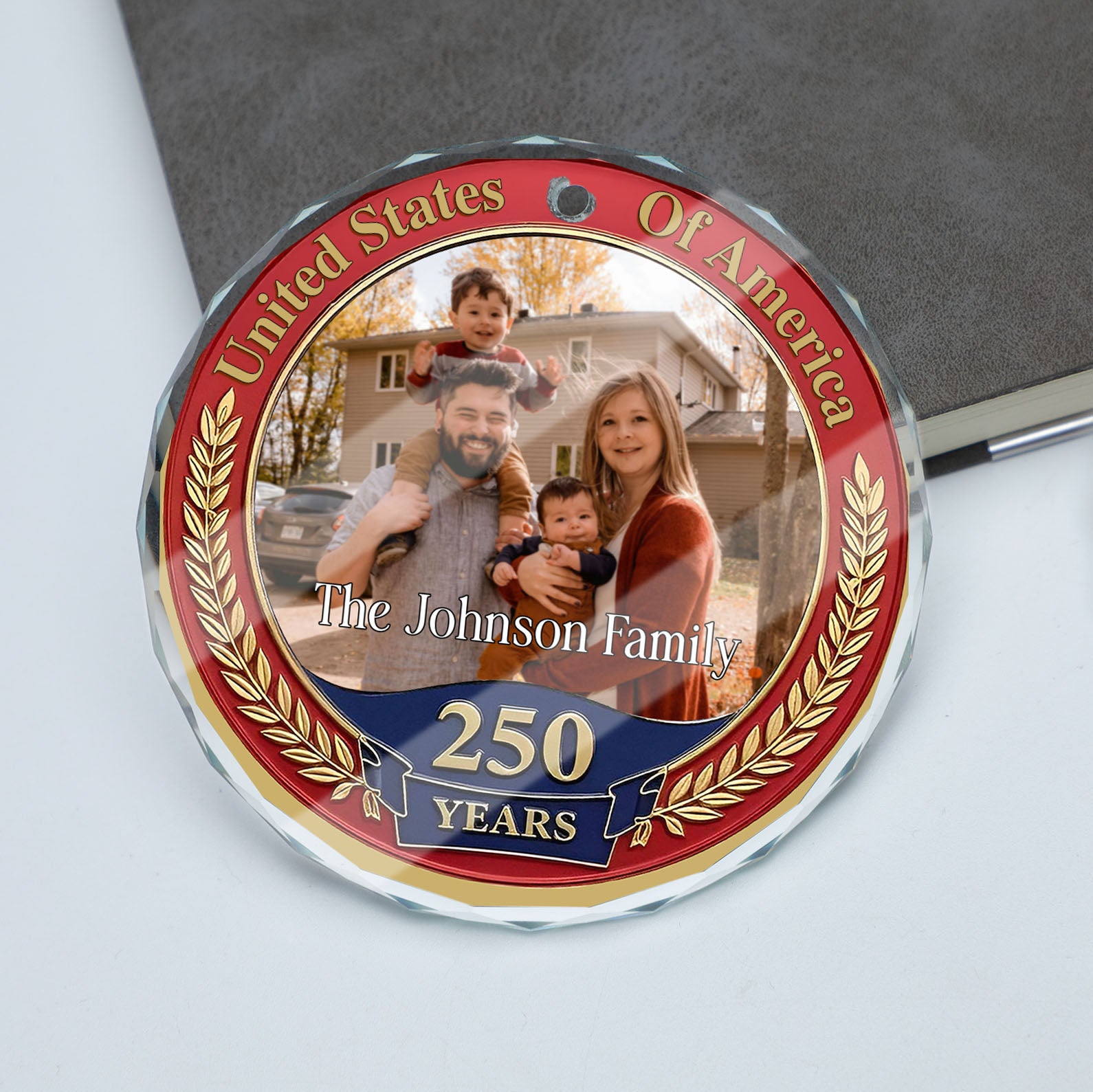 250 Years Anniversary Glass Ornament | Customize Photo Patriotic Ornament | Personalized 250th Years United States of America Ornament 683266 - Image 4