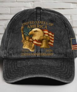 250 Years Anniversary Printed Vintage Washed Denim Baseball Cap | America 250th Anniversary Hat