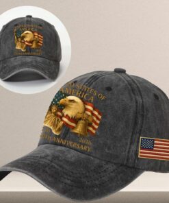 Alternative view of 250 Years Anniversary Printed Vintage Washed Denim Baseball Cap | America 250th Anniversary Hat