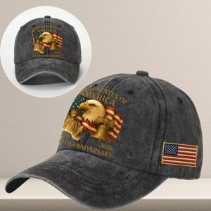 Alternative view of 250 Years Anniversary Printed Vintage Washed Denim Baseball Cap | America 250th Anniversary Hat 683037