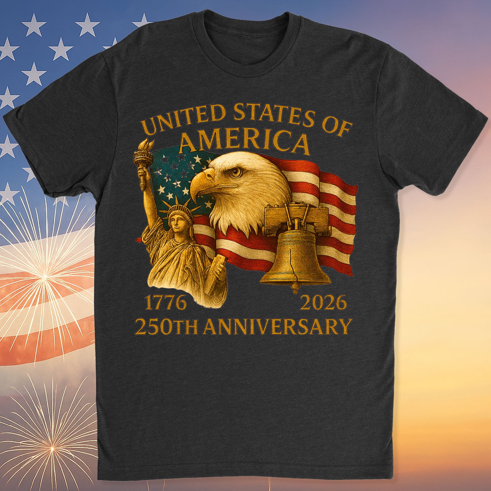 250 Years Anniversary USA Shirt | Happy 250th Birthday United States of America Shirt | 250 Years of Freedom Dark Shirt 283041