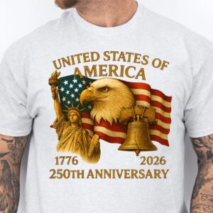 Alternative view of 250 Years Anniversary USA Shirt | Happy 250th Birthday USA | America Anniversary 1776-2026 Bright Shirt 683037