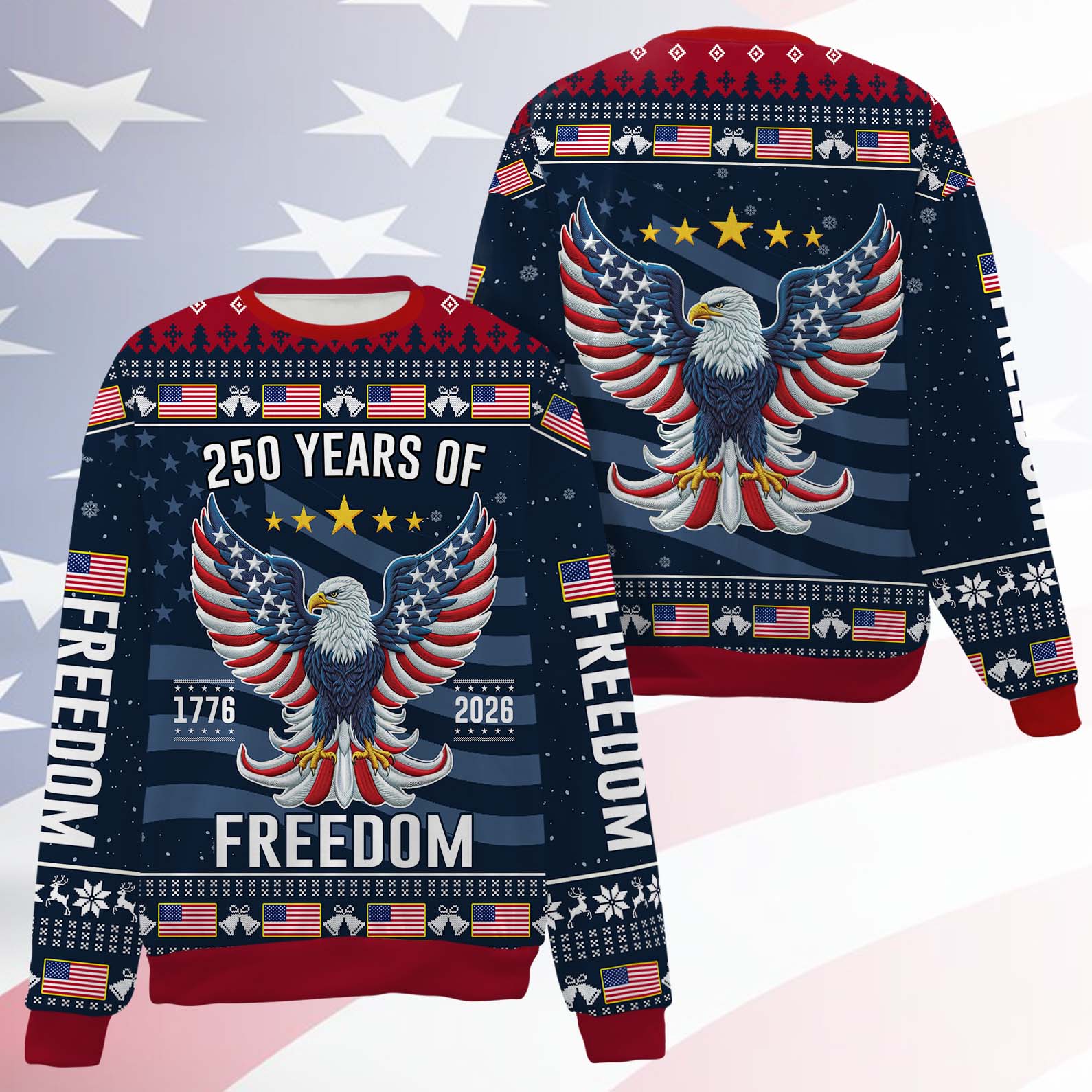 250 Years Anniversary USA Ugly Sweater, 250 Years Anniversary Christmas All-Over-Printed Sweatshirt 682812 - Image 5