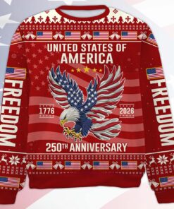 250 Years Anniversary USA Ugly Sweater, 250 Years Anniversary Christmas All-Over-Printed Sweatshirt