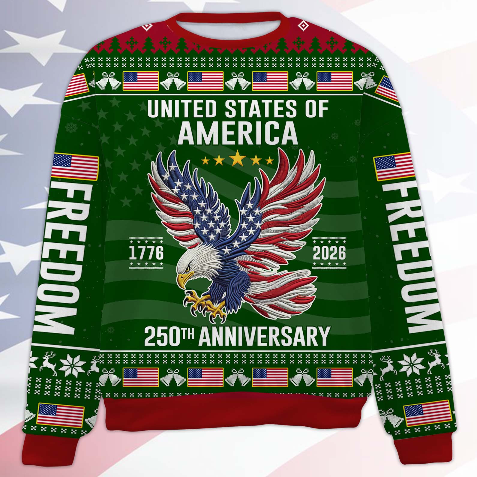 250 Years Anniversary USA Ugly Sweater, 250 Years Anniversary Christmas All-Over-Printed Sweatshirt 683249 - Image 5