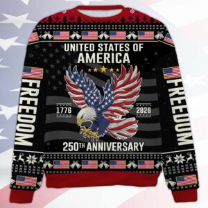 Alternative view of 250 Years Anniversary USA Ugly Sweater, 250 Years Anniversary Christmas All-Over-Printed Sweatshirt 683249