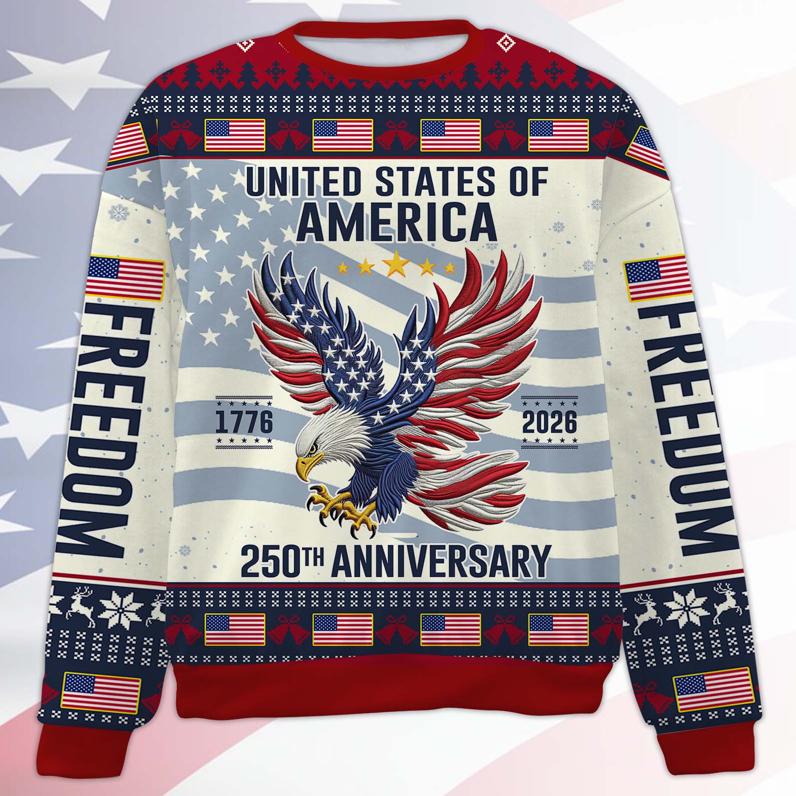 250 Years Anniversary USA Ugly Sweater, 250 Years Anniversary Christmas All-Over-Printed Sweatshirt 683249 - Image 3