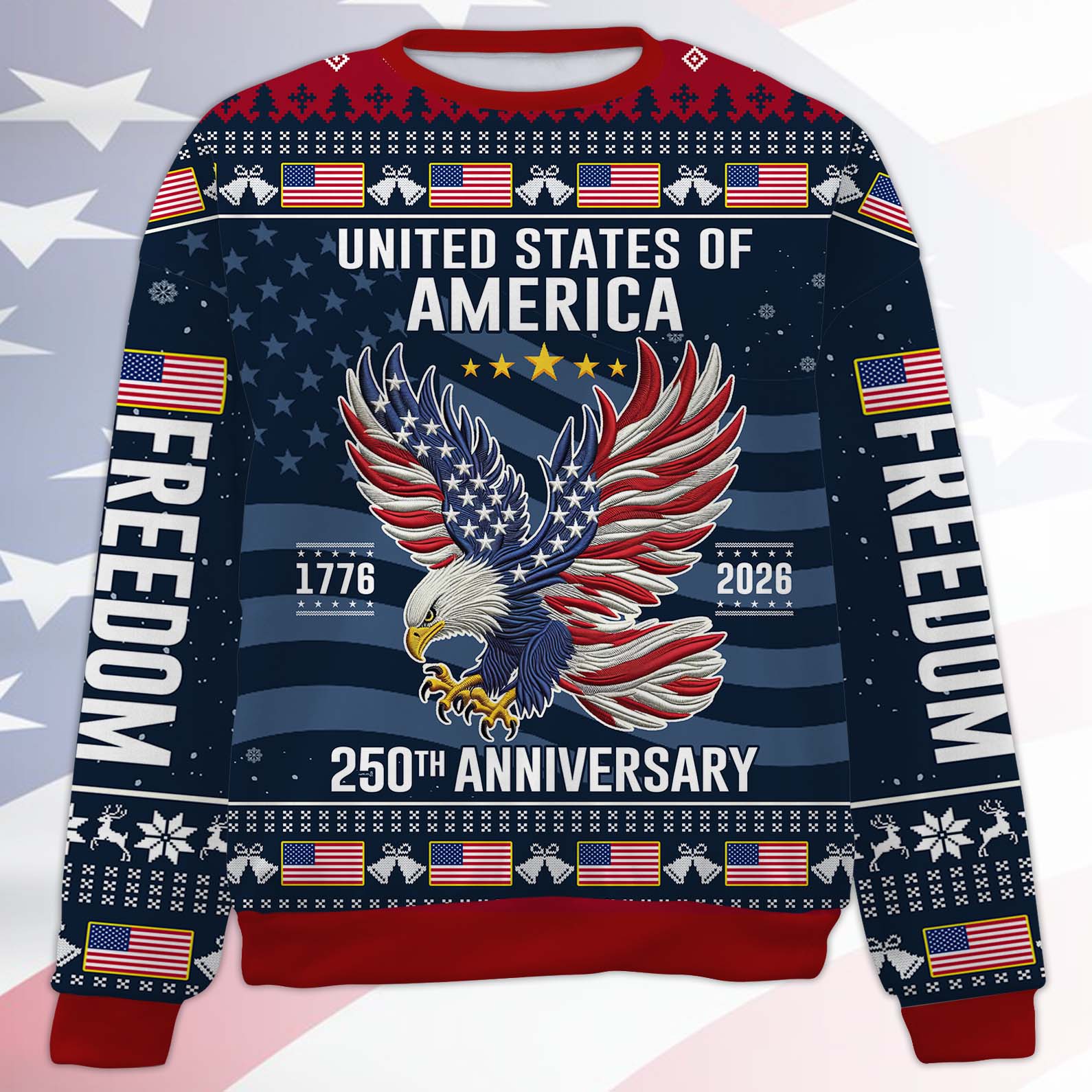 250 Years Anniversary USA Ugly Sweater, 250 Years Anniversary Christmas All-Over-Printed Sweatshirt 683249 - Image 4