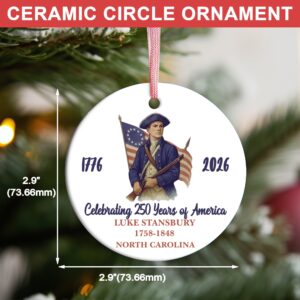 Alternative view of 250 Years of America 1776â€“2026 Ceramic Ornament, Personalized Patriot Descendant Gift, Daughters Sons of the American Revolution Ornament 683118