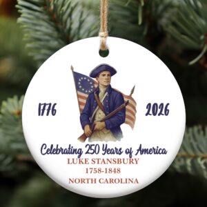 250 Years of America 1776–2026 Ceramic Ornament, Personalized Patriot Descendant Gift, Daughters Sons of the American Revolution Ornament 683118
