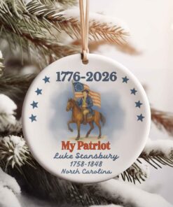 Alternative view of 250 Years of America 1776-2026 Ceramic Ornament, Personalized Patriot Descendant Gift, Daughters Sons of the American Revolution Ornament