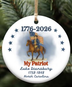 250 Years of America 1776-2026 Ceramic Ornament, Personalized Patriot Descendant Gift, Daughters Sons of the American Revolution Ornament