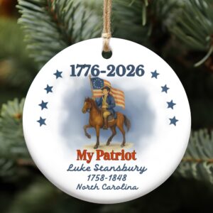 250 Years of America 1776–2026 Ceramic Ornament, Personalized Patriot Descendant Gift, Daughters Sons of the American Revolution Ornament 683120