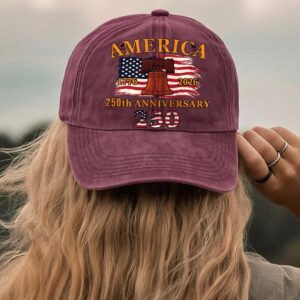Alternative view of 250 Years of America 1776â€“2026 Vintage Washed Denim Baseball Cap | Patriotic Anniversary 4th of July Hat 683640