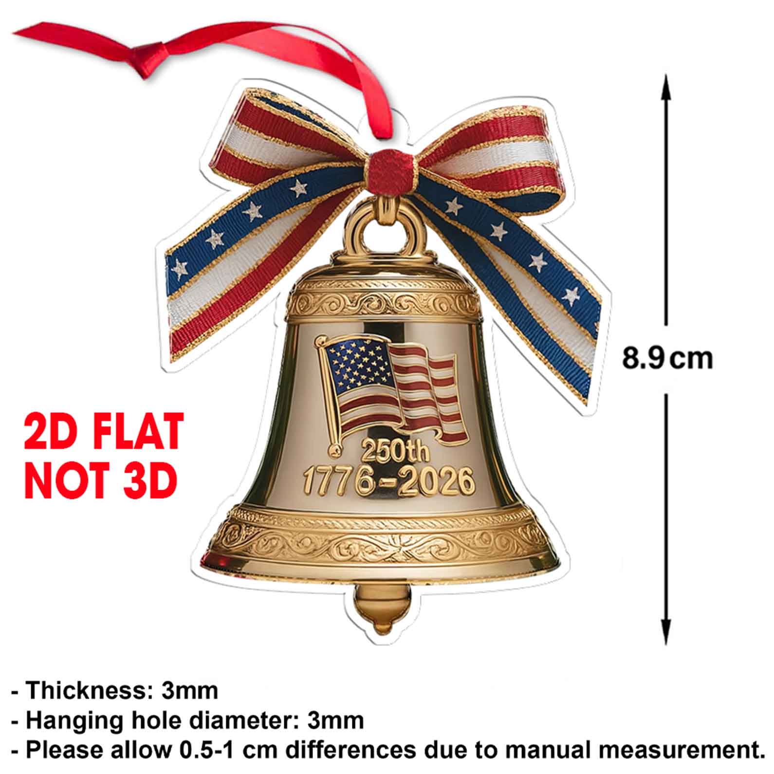 250 Years of America Acrylic Ornament | 250th Anniversary 1776–2026 Liberty Bell Christmas Ornament 683164 - Image 3