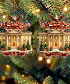 Alternative view of 250 Years of America Acrylic Ornament | 250th Anniversary 1776-2026 | Patriotic 4th of July Ornament