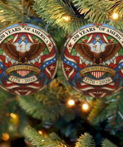 Alternative view of 250 Years of America Acrylic Ornament | 250th Anniversary Ornament | Patriotic 4th of July 1776 - 2026 Christmas Ornament